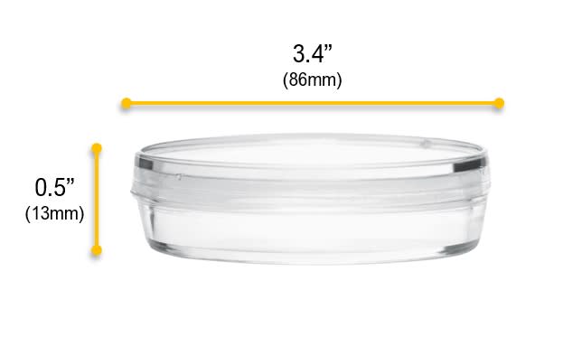 25PK Disposable Petri Dish with Lid - Sterile - 90x14mm - Polystyrene - Triple Vented - Transparent
