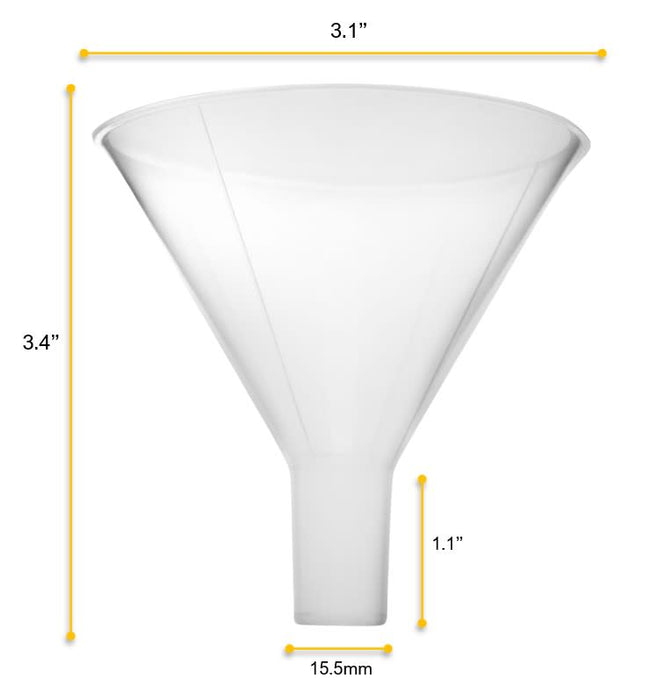 Filter Funnel, 3.1" - Polypropylene Plastic - Chemical Resistant