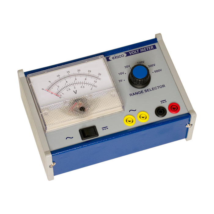 AC / DC Analog Voltmeter - Moving Coil - Multi Range 0-500 V - Double Measuring Scale - Eisco Labs