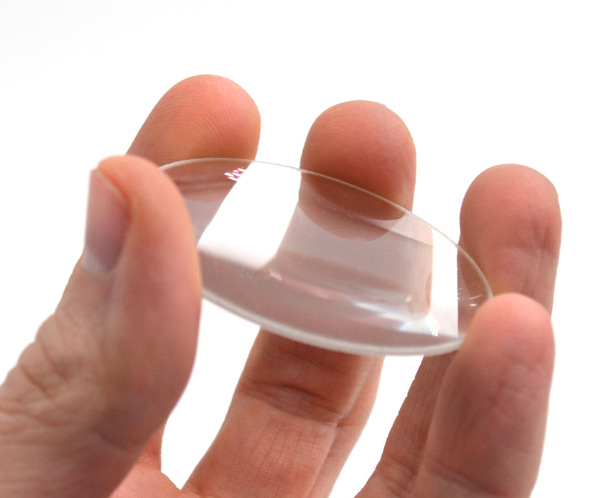 Round Double Convex Optical Glass Lens - 2" (50mm) Diameter - 50mm Focal Length - 3.5mm Thick Approx. - Eisco Labs