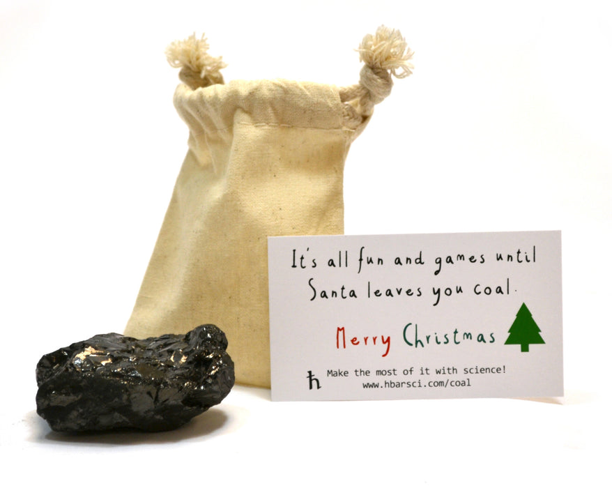 2 Piece Santa's Scientific Christmas Coal Set - Premium Cotton Bag and 1 Large Lump of Genuine American Coal