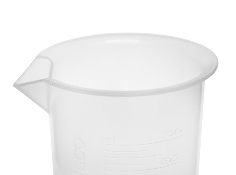 Plastic Beaker, 100ml - Polypropylene - Raised Graduations