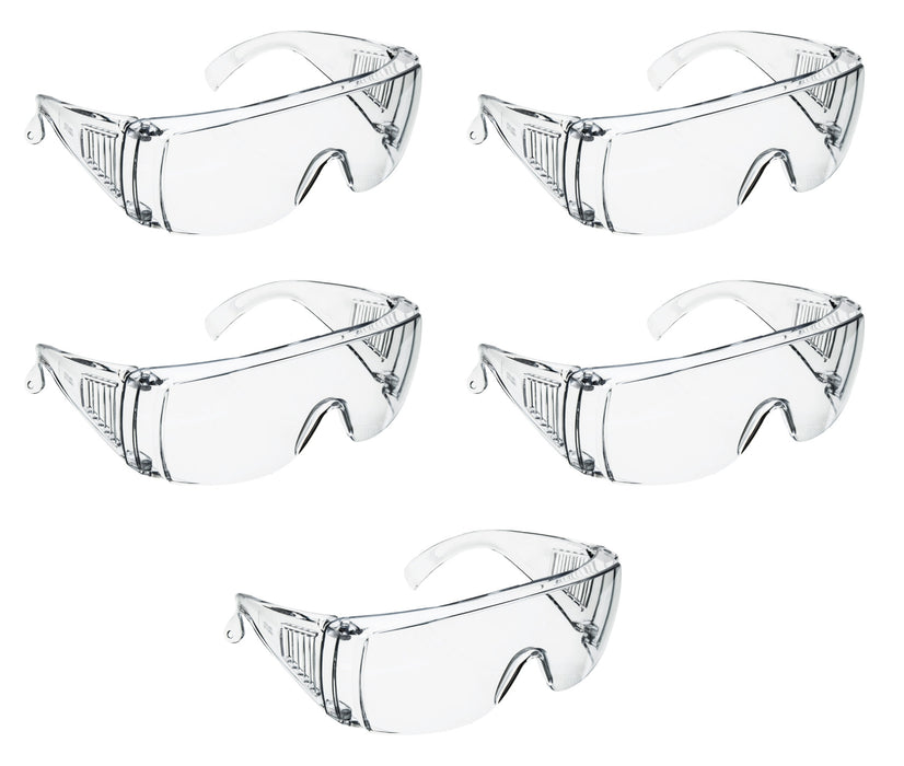 5PK Safety Glasses - Vented - Impact Resistant Polycarbonate Lens