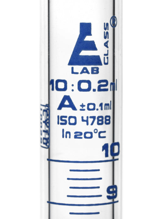 Graduated Cylinder, 10ml - Class A - Blue Graduations - Hexagonal Base