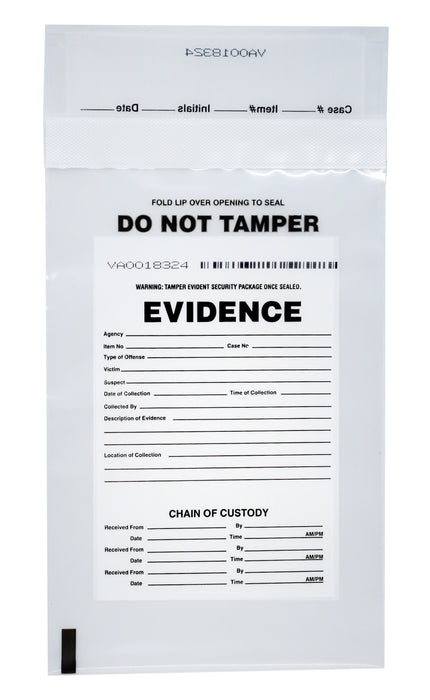 100pk Evidence Bags, 6" x 9" - Premium, Tamper Resistant Bags - Fold Over Sealing Enclosure, Transparent 2.5 Mil Coextruded Polyethylene - SECUR-PAK