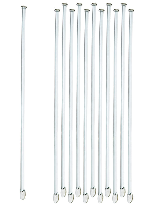 10PK Glass Stirring Rods, 11.8" - Spade & Button Ends, 6mm Diameter - Eisco Labs