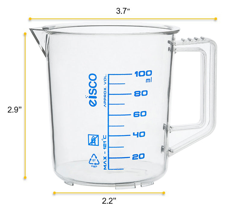 Measuring Jug, 100ml - TPX Plastic - Screen Printed Graduations - With Handle & Spout