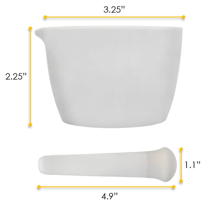 Mortar & Pestle, 70mL - 80mm - Porcelain, Unglazed Grinding Surface