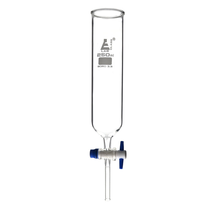 Dropping Funnel, 250mL - Cylindrical - With Open Top & PTFE Key Stopcock - Borosilicate Glass