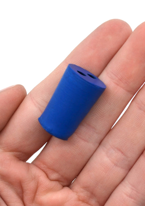 10PK Neoprene Stoppers, 2 Holes - Blue - Size: 13mm Bottom, 16mm Top, 24mm Length