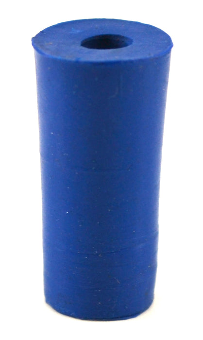 Neoprene Stopper, 1 Hole - Blue, Size: 8mm Bottom, 10.5mm Top, 20mm Length - Pack of 10