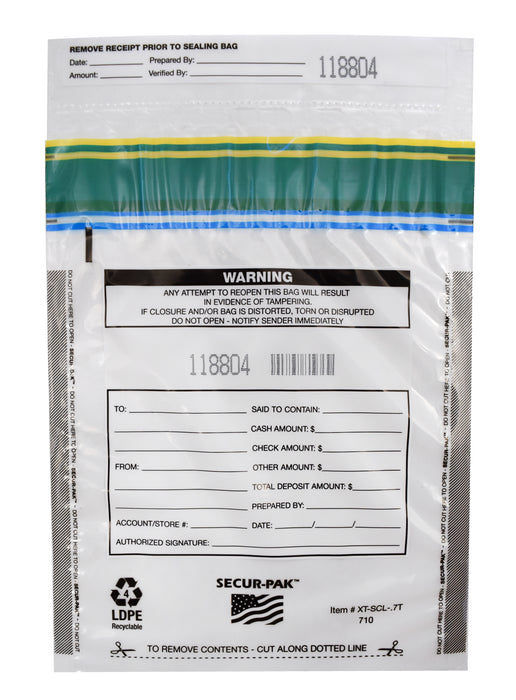 Secur-Pak Deposit Bags - Pack of 100 - Premium, Level 4 Security Tamper Evident, Clear Security Bags - Self Sealing, Transparent 2.5 Mil Plastic - 7" x 10" - SECUR-PAK