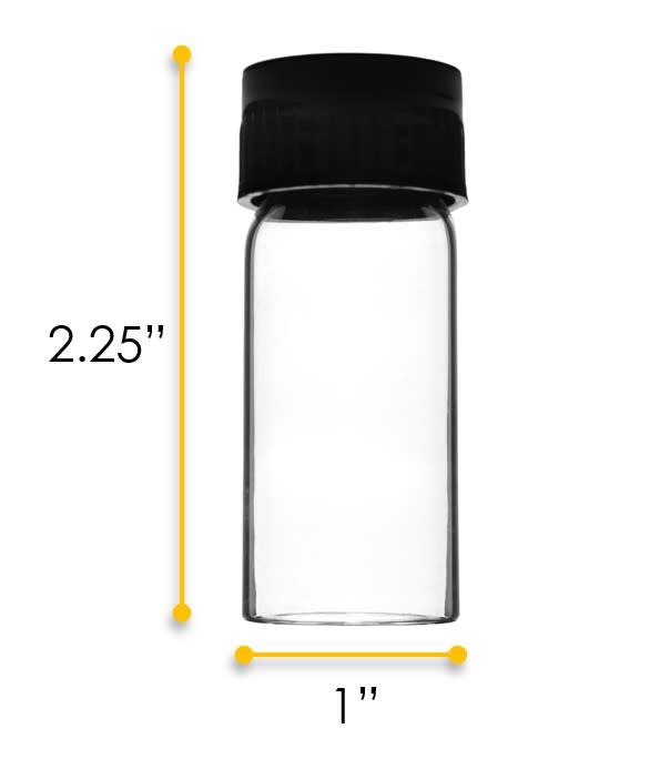 Culture Tube with Screw Cap, 5mL, 12/PK - 25x57mm - Flat Bottom - Borosilicate Glass