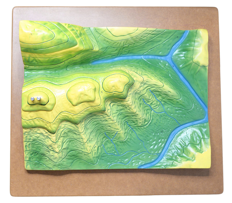 Contour Map Demonstration Model, 20 Inch - Mounted - Separates into Multiple Parts