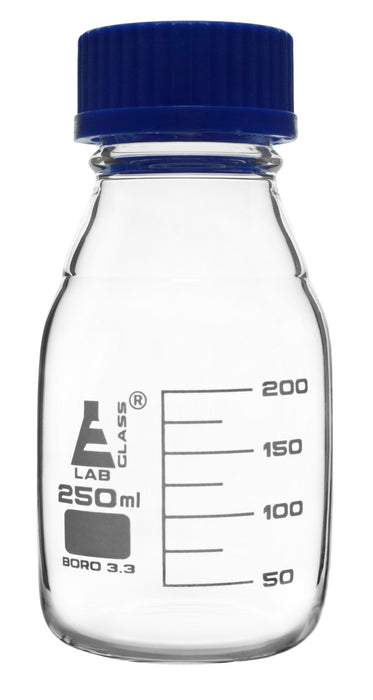 Reagent Bottle, 250mL - Clear - With Screw Cap - Borosilicate Glass
