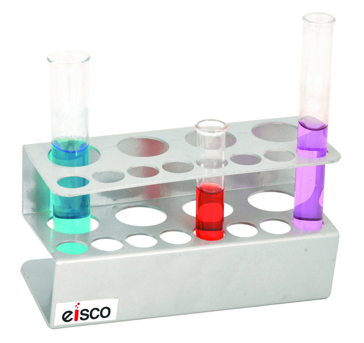 S-Shape Test Tube Rack - Holds 12 Tubes (4 x 28mm and 8 x 18mm) - Aluminum