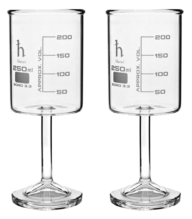 2PK Beaker Wine Glass, 250mL - Borosilicate Glass