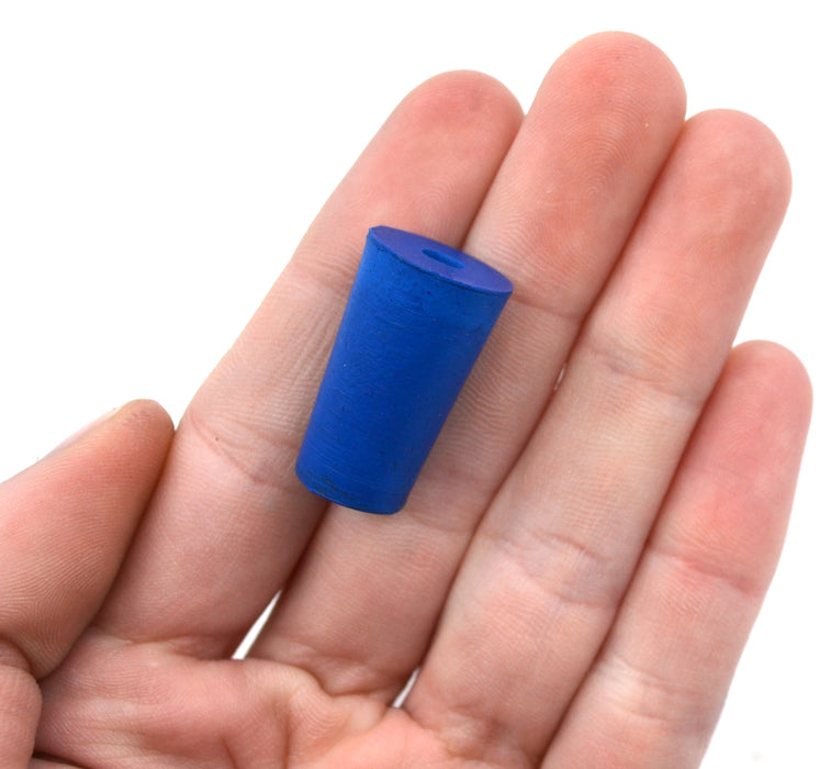 Neoprene Stopper, 1 Hole - Blue, Size: 11mm Bottom, 14mm Top, 24mm Length - Pack of 10