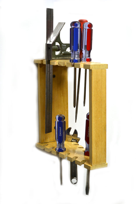 Tool Rack, 9 Inch - Double As Organizer for Screwdrivers , Wrenchs & More - Wooden
