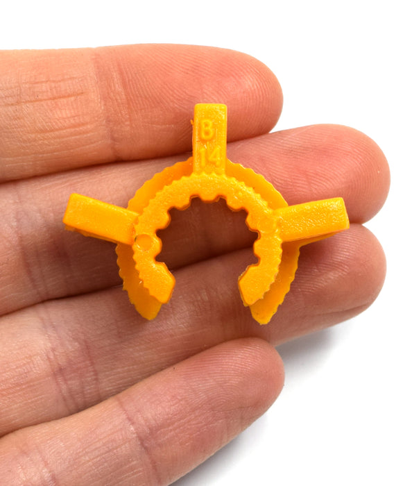 Joint Clips, Pack of 10 - size 14/23, Standard Taper, Chemical and Temperature Resistant, Yellow, Ten Clips - Eisco Labs