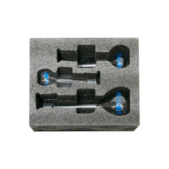 Premium Volumetric Flask Set - 10ml, 25ml & 50ml - Class A, ASTM E288 - Superior Durability & Chemical Resistance - Glass Penny Stoppers - Borosilicate 3.3 Glass - Eisco Labs