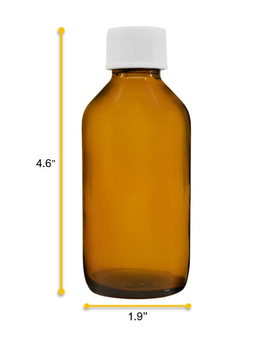 6PK Reagent Bottles, 100ml - Amber - With Screw Cap - Soda Glass