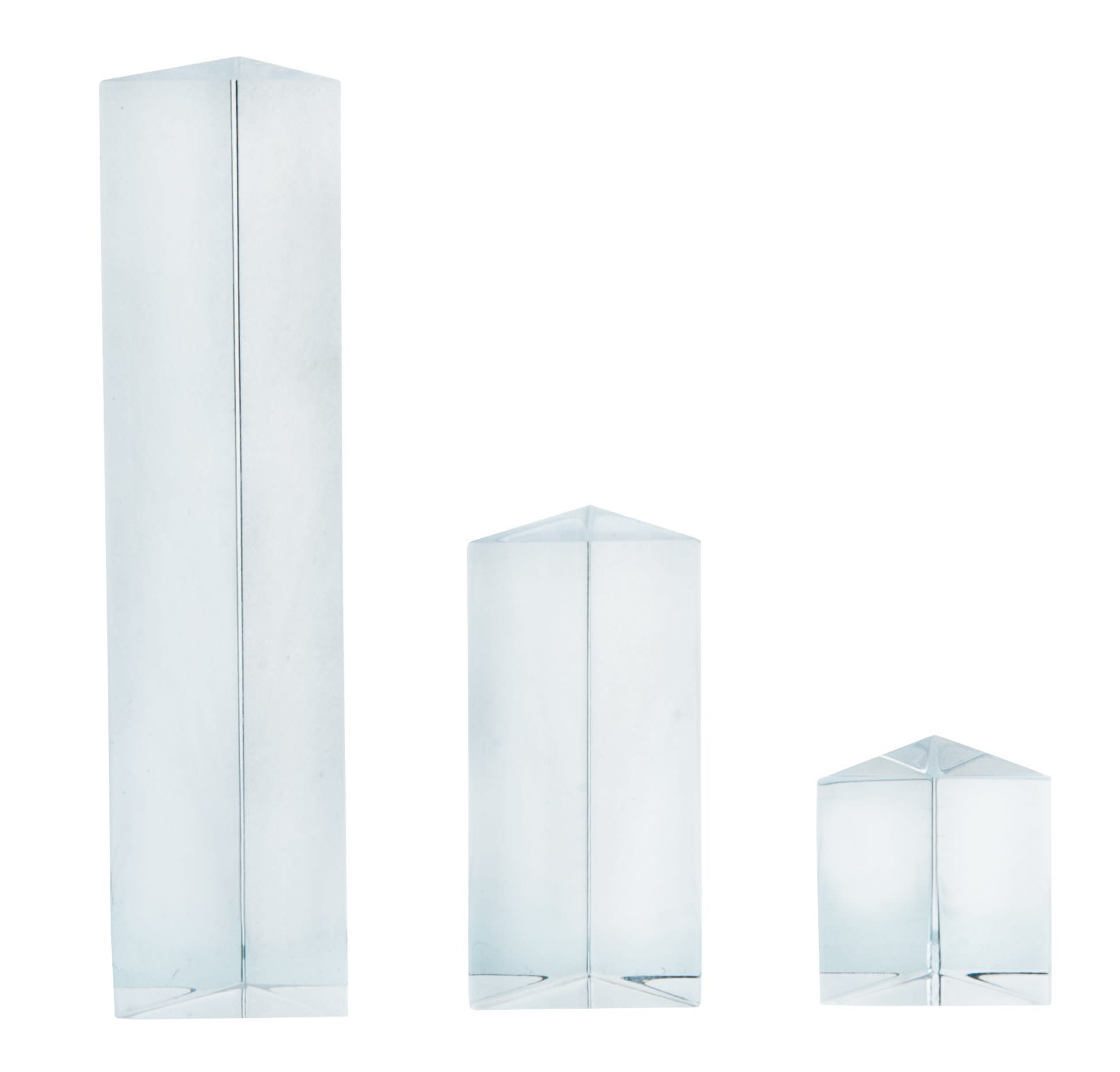 Equilateral Acrylic Prisms for Sale Set of 3 in 25, 50, 100mm Lengths