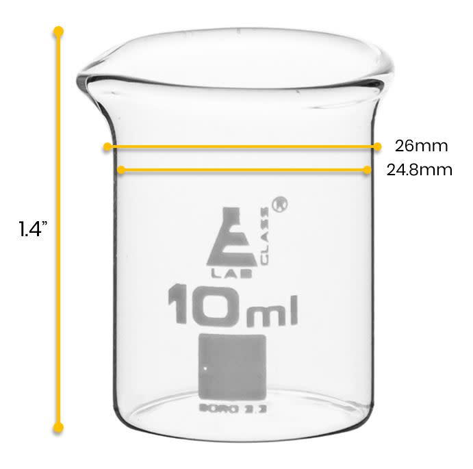 Beaker, 10ml - Low Form - Ungraduated - Borosilicate Glass