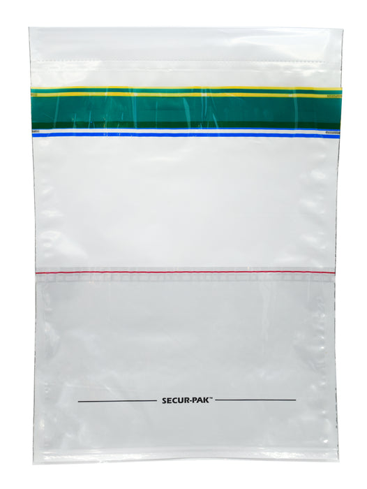 Secur-Pak Deposit Bags with Pocket - Pack of 100 - Premium, Level 4 Security Tamper Evident, White Security Bags - Self Sealing, Opaque 2.5 Mil Plastic - 12" x 16" - SECUR-PAK
