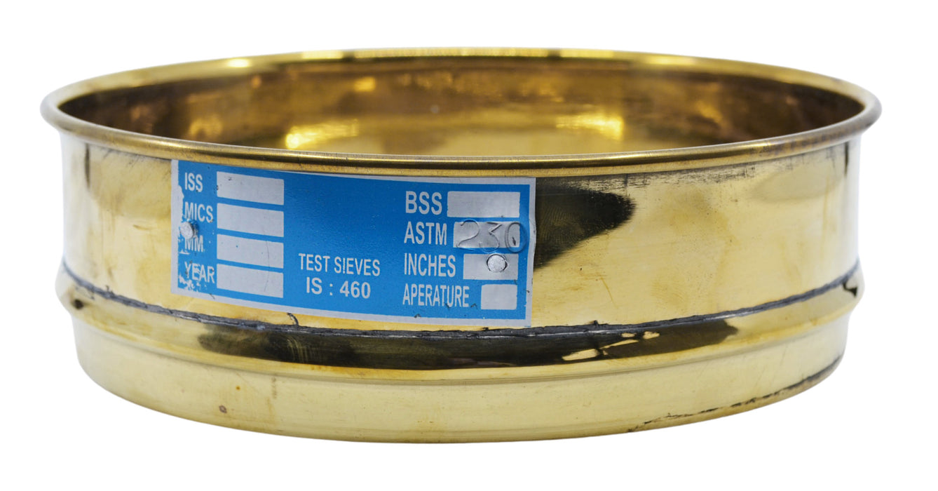 Test Sieve, 8 Inch - Full Height - ASTM No. 230 (63µm) - Brass & Stainless Steel