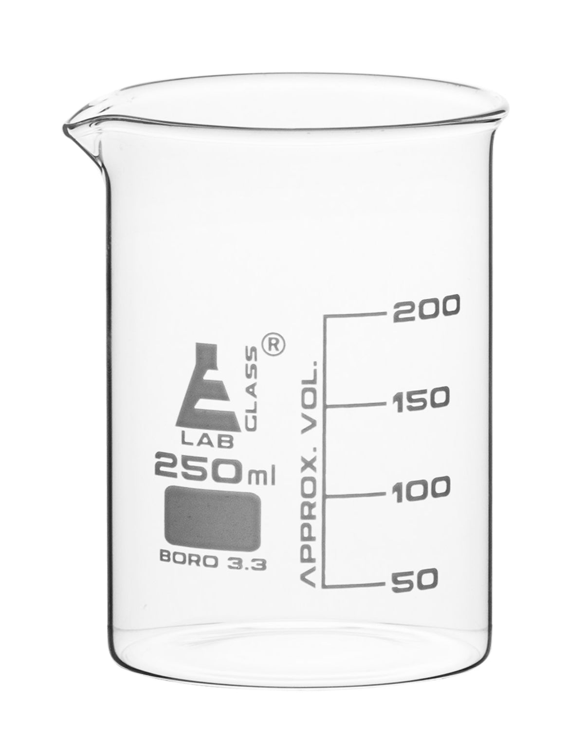 250ml Graduation Beaker Low form, with spout - Borosilicate glass — hBARSCI