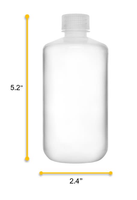 12PK Reagent Bottles, 250ml - Narrow Neck with Screw Cap - Polypropylene