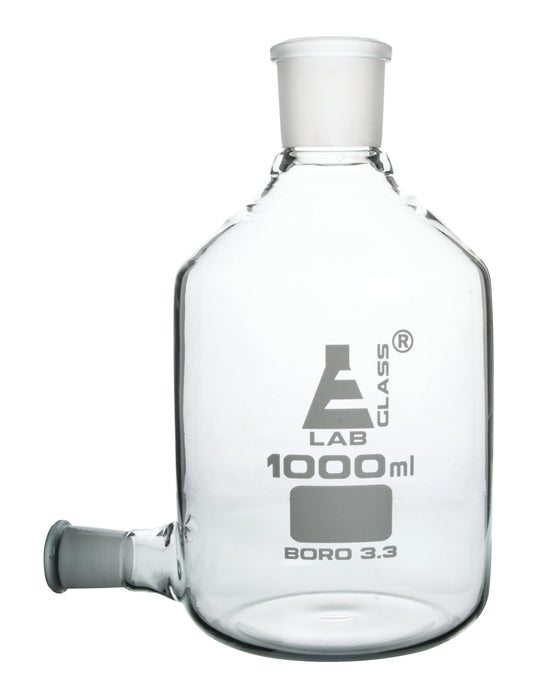 Aspirator Bottle, 1000mL - 19/26 Outlet Socket, 29/32 Top Socket - Borosilicate Glass