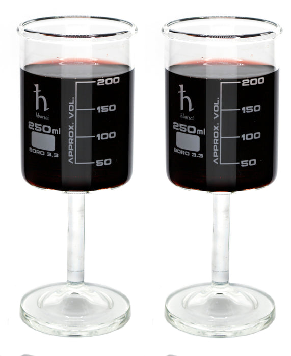 2PK Beaker Wine Glass, 250mL - Borosilicate Glass