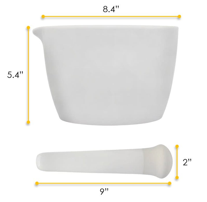 Mortar & Pestle, 1900mL - 210mm - Porcelain, Unglazed Grinding Surface