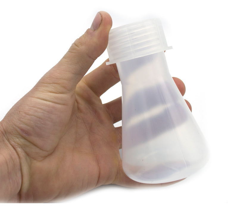 Conical Flask with Screw Cap, 100mL - Translucent Polypropylene