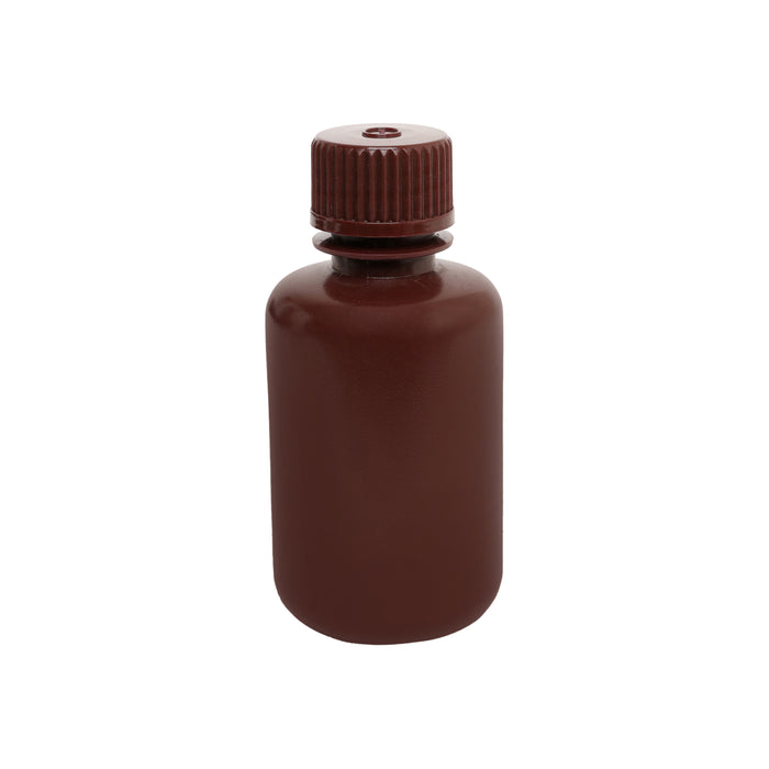 Reagent Bottle, Amber, 60mL - Narrow Mouth with Screw Cap - HDPE