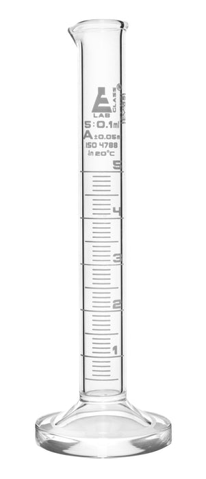 Graduated Cylinder, 5ml - Class A - White Graduations - Round Base