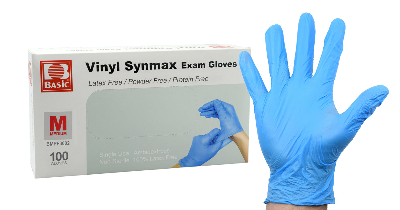 medium synmax vinyl disposable gloves