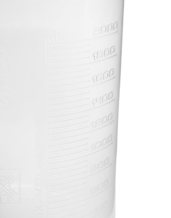 12PK Plastic Beakers, 2000ml - Polypropylene - Raised Graduations