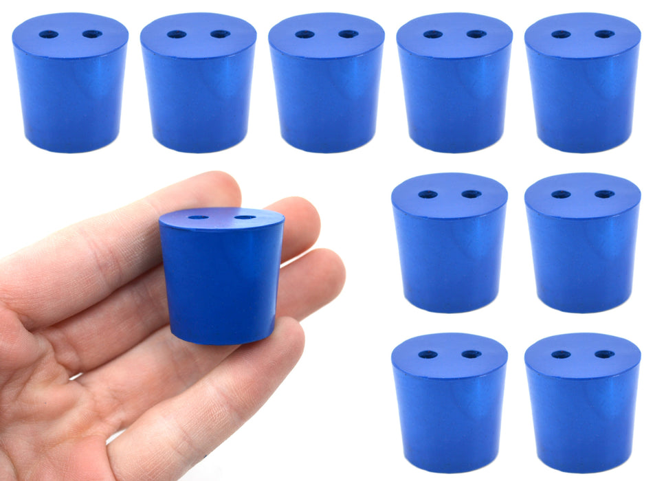 10PK Neoprene Stoppers, 2 Holes - ASTM - Size: #5 - 23mm Bottom, 27mm Top, 25mm Length