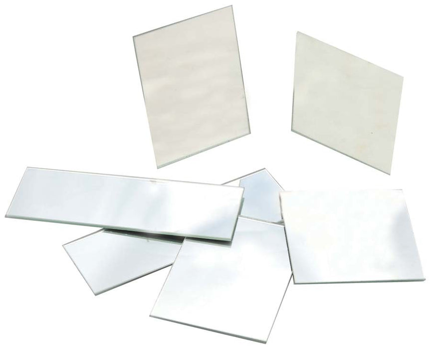 10 Pack Rectangular Plano Glass Mirror, 4" x 3" - 2.5mm Thick Approx. - Eisco Labs