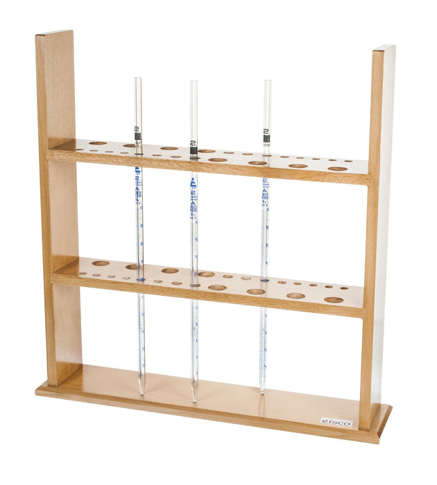 Pipette Stand - Holds 24 Pipettes (8 x 20mm, 8 x 12mm and 8 x 9mm) - Hardwood