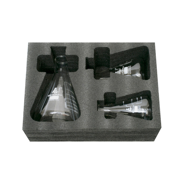 Premium Erlenmeyer Flask Set - 500ml, 1000ml & 2000ml - Narrow Neck, White Graduations - Superior Durability & Chemical Resistance - Borosilicate 3.3 Glass - Eisco Labs