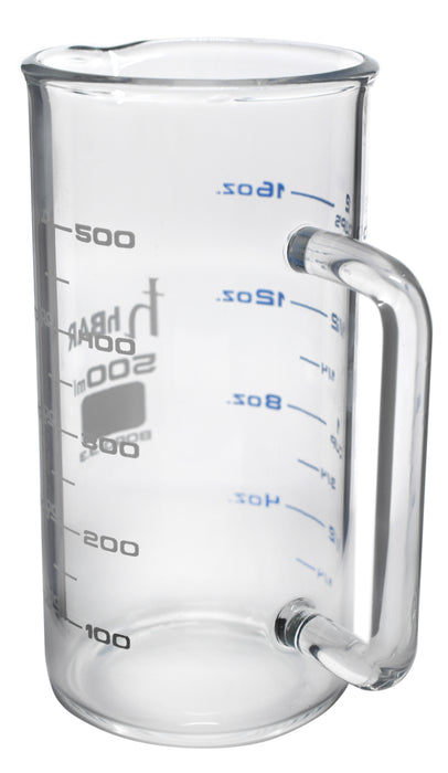 Industrial Beaker Mug, 500mL - Tall Form - Double Sided - Borosilicate Glass