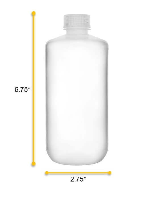 12PK Reagent Bottles, 500ml - Narrow Neck with Screw Cap - Polypropylene