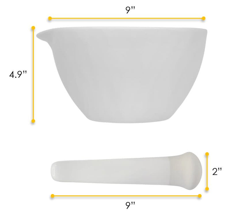 Mortar & Pestle, 2000mL - 230mm - Porcelain, Unglazed Grinding Surface