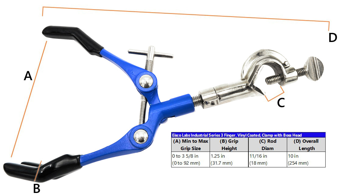 3 Finger Extension Clamp on Swivel Bosshead - 3.4" Max Opening