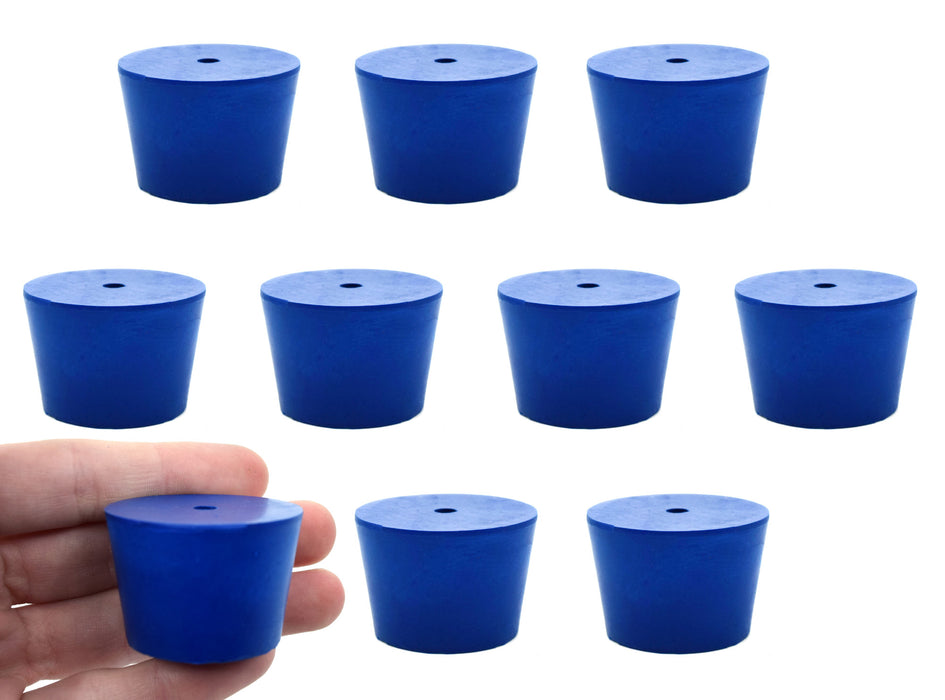 10PK Neoprene Stoppers, 1 Hole - ASTM - Size: #7 - 30mm Bottom, 37mm Top, 25mm Length