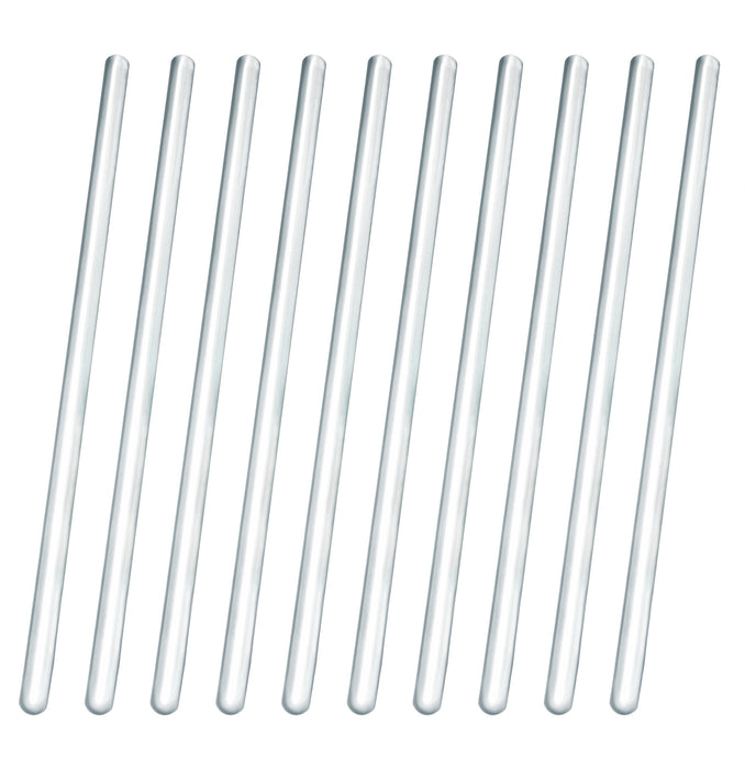 10PK Glass Stirring Rods, 7.9" - Rounded Ends, 6mm Diameter